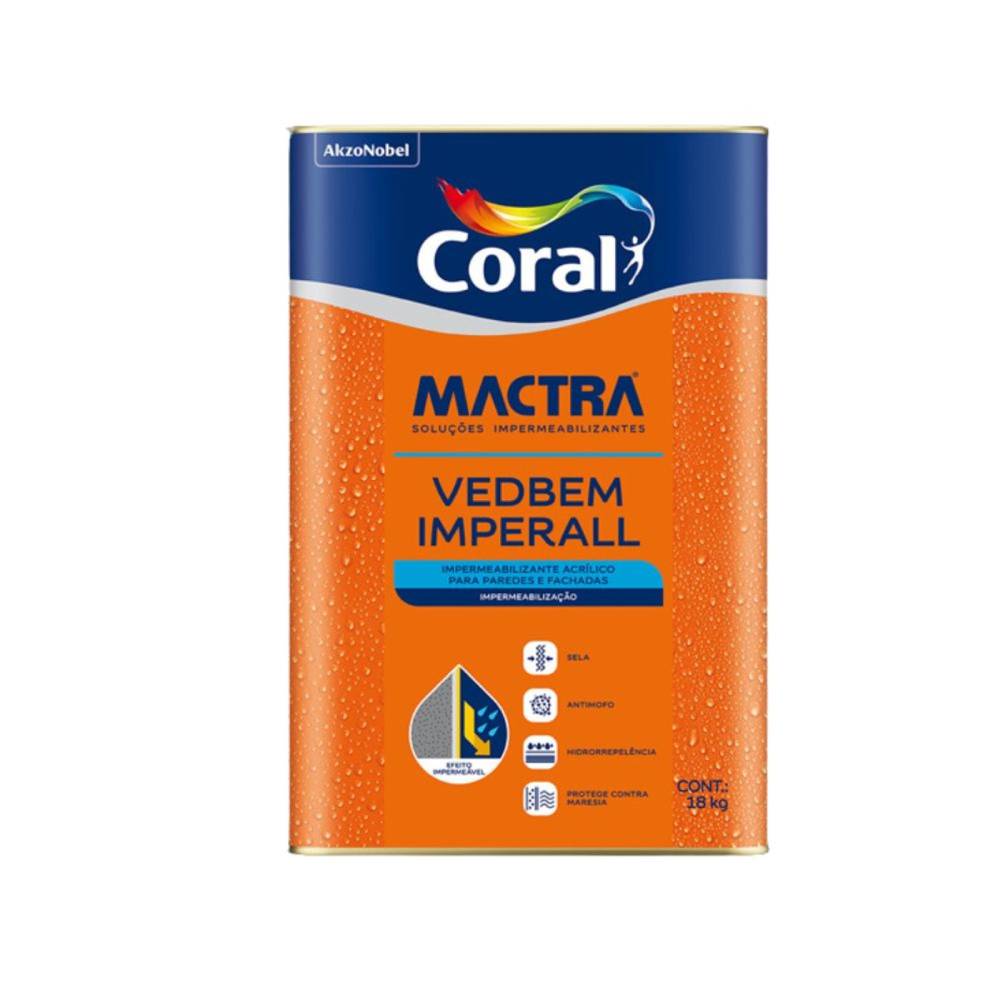 Tinta Impermeabilizante Imperall Mactra 10/1 Branca 18Kg Coral